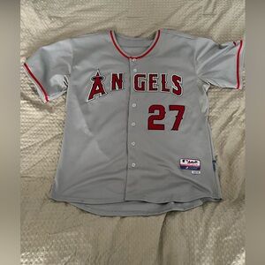 Grey Mike Trout Majestic Los Angeles Angels Jersey Size 50